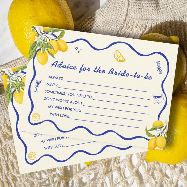 Lemon Main Squeeze Bridal Shower Advice Card (Creator Uploaded)