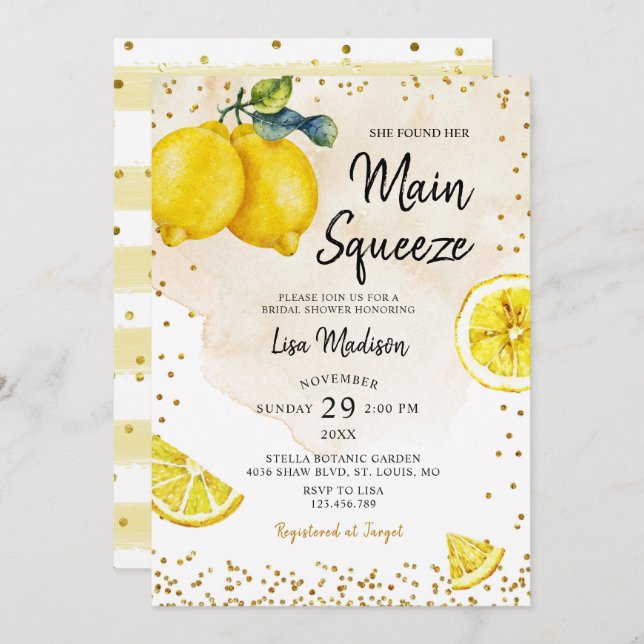 Lemon main squeeze Bridal shower invitation (Front/Back)