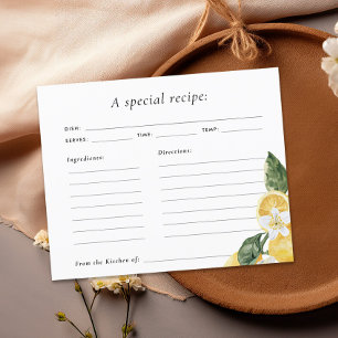 Lemon Main Squeeze Bridal Shower Recipe Card