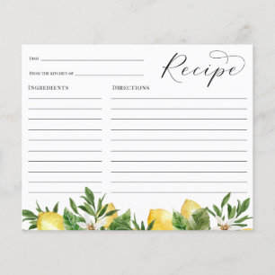 Lemon Main Squeeze Bridal Shower Recipe card