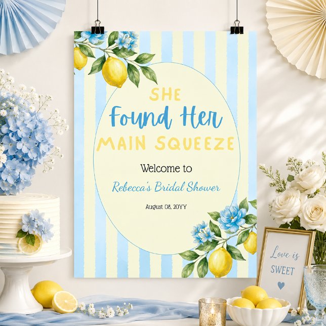 Lemon Main Squeeze Bridal Shower Welcome Poster (Creator Uploaded)