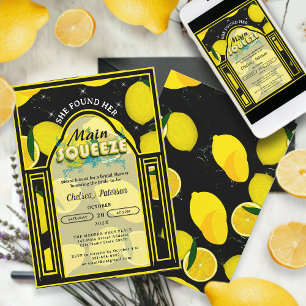 Lemon Main Squeeze Elegant Arch Black and Yellow  Invitation