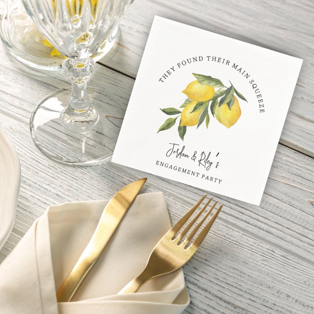 Lemon Main Squeeze Gender Neutral Engagement Party Napkin (Creator Uploaded)