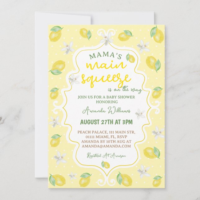 Lemon Mama's Main Squeeze Baby Shower Invitation (Front)