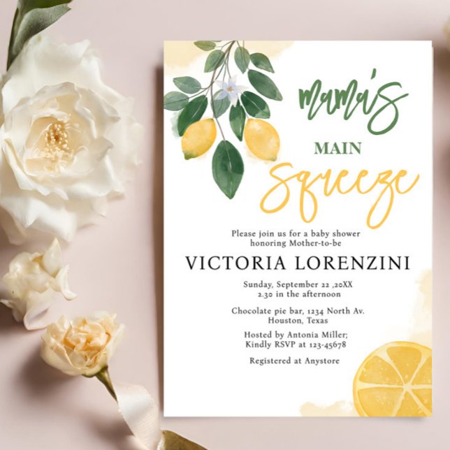 Lemon Mama's Main Squeeze Baby Shower Invitation (Creator Uploaded)