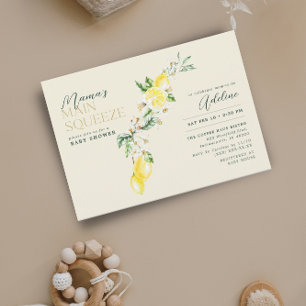 Lemon Mama's Main Squeeze Pale Yellow Baby Shower Invitation