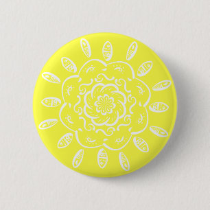Lemon Mandala 6 Cm Round Badge