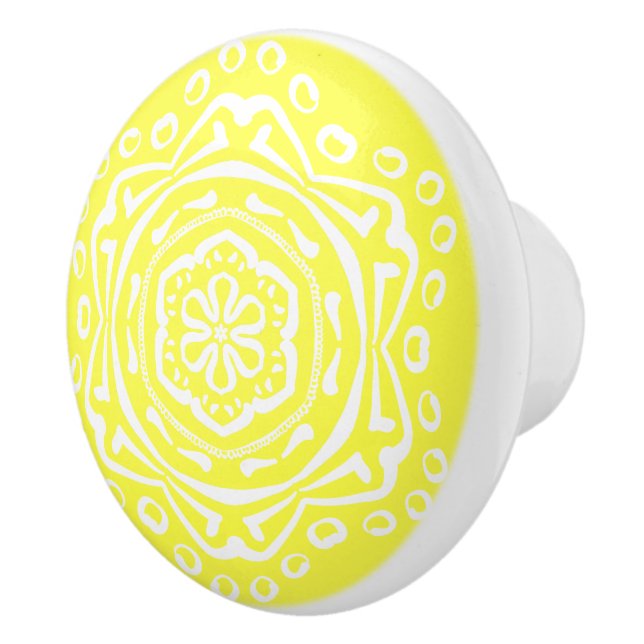 Lemon Mandala Ceramic Knob (Right)