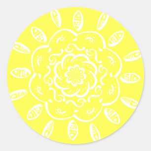 Lemon Mandala Classic Round Sticker