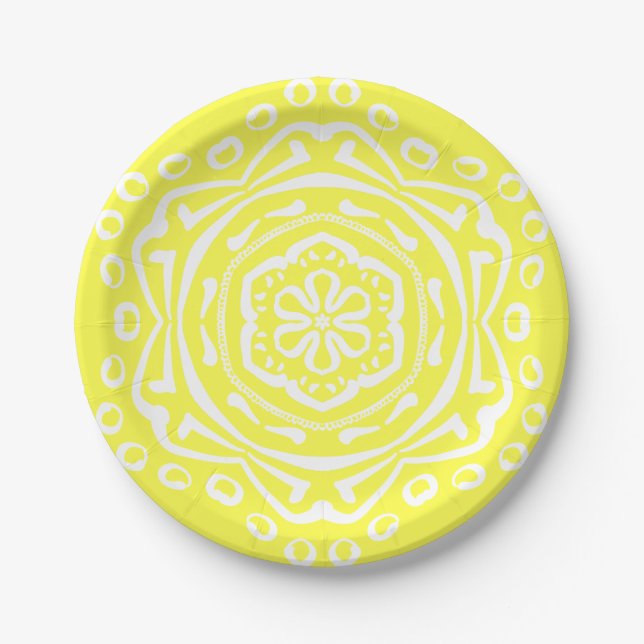 Lemon Mandala Paper Plate (Front)