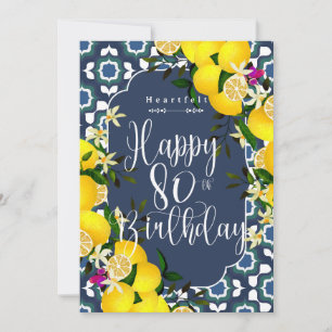 Lemon Mediterranean 80th Birthday Navy Blue