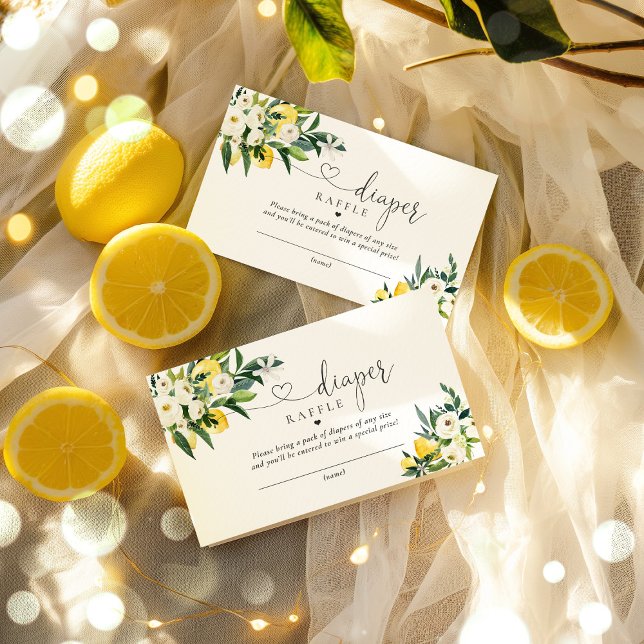 Lemon Mediterranean Baby Shower Diaper Raffle  Enclosure Card (Creator Uploaded)