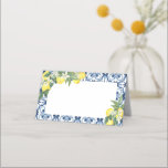Lemon Mediterranean Blank Food Label or  Place Card<br><div class="desc">The elegant watercolor lemon and Mediterranean blue tile place cards can be used as food buffet labels,  bar labels or name place cards for lemon Positano themed bridal and baby showers.</div>