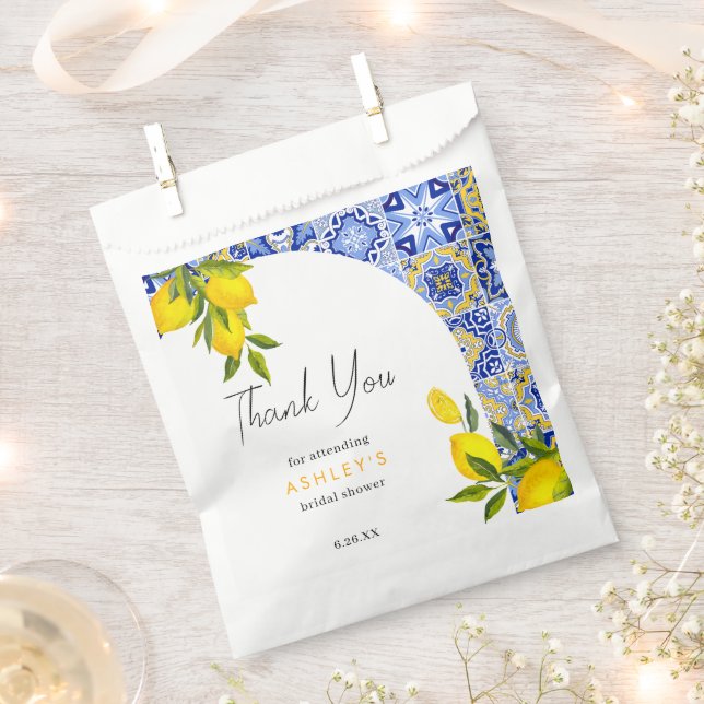 Lemon Mediterranean Boho Arch Bridal Shower Favour Bag (Clipped)