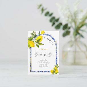 Lemon Mediterranean Boho Arch Bridal Shower Recipe Enclosure Card