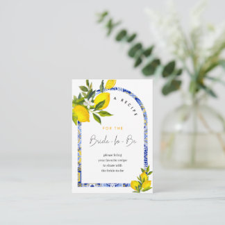 Lemon Mediterranean Boho Arch Bridal Shower Recipe Enclosure Card