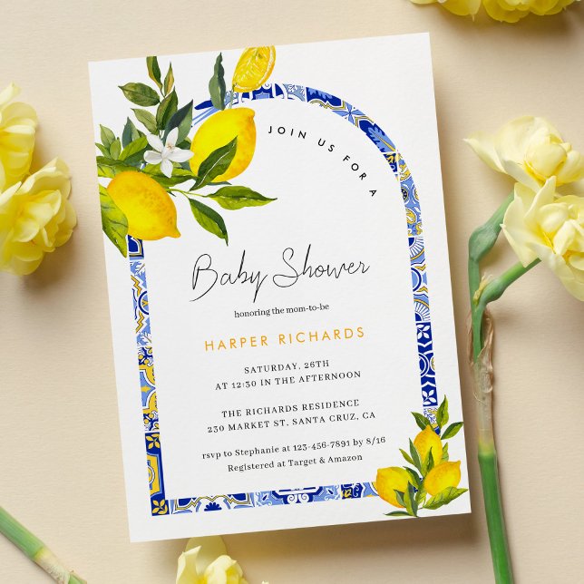 Lemon Mediterranean Boho Baby Shower Invitation (Creator Uploaded)