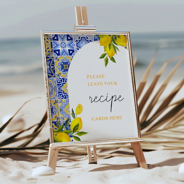 Lemon Mediterranean Boho Bridal Shower Recipe Poster (Creator Uploaded)