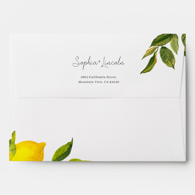 Lemon Mediterranean Boho Return Address Envelope (Back (Top Flap))