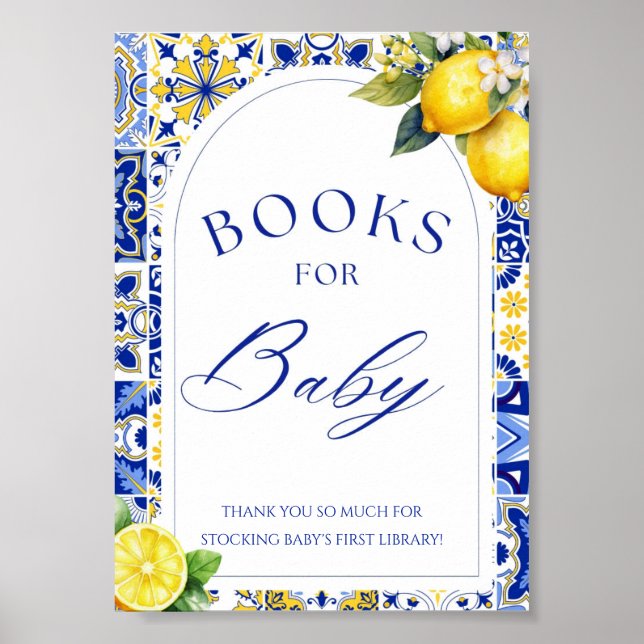 Lemon Mediterranean Books for Baby Sign Poster (Front)