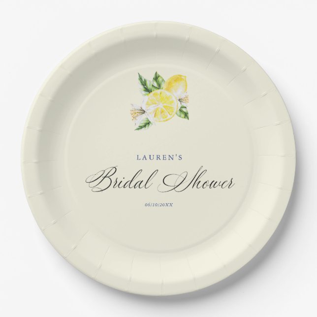 Lemon Mediterranean bridal shower italian  Paper Plate (Front)