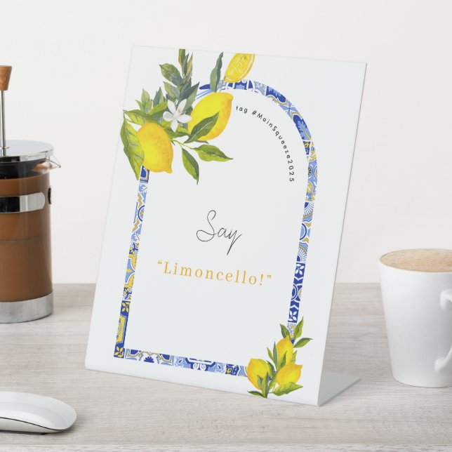 Lemon Mediterranean Bridal Shower Photo Booth Pedestal Sign (In SItu)