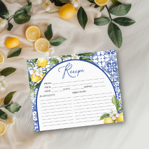 Lemon Mediterranean Bridal Shower Recipe Cards