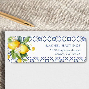 Lemon Mediterranean Bridal Shower Return Address Label
