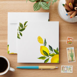 Lemon Mediterranean Bridal Shower Thank You Card Envelope