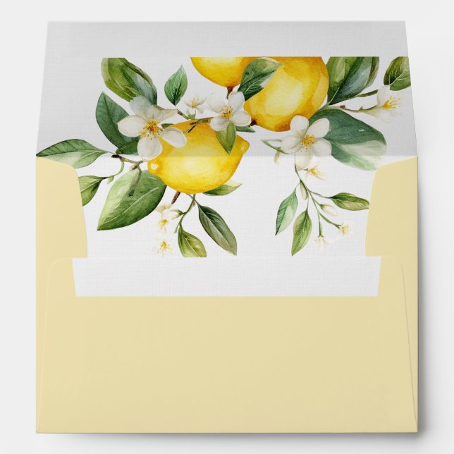 Lemon mediterranean citrus invitation 5x7 envelope (Back (Bottom))