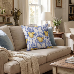Lemon Mediterranean Citrus Pattern Cushion