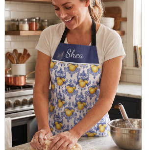 Lemon Mediterranean Citrus Pattern Design Apron