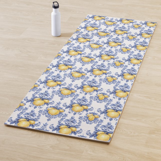 Lemon Mediterranean Citrus Pattern  Yoga Mat (In Situ)