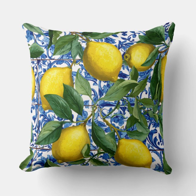 Lemon Mediterranean Decorative Throw Pillow  (Front)