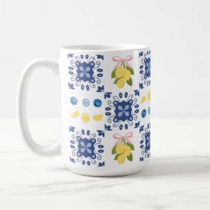 Lemon Mediterranean French Country Tile Pattern Coffee Mug