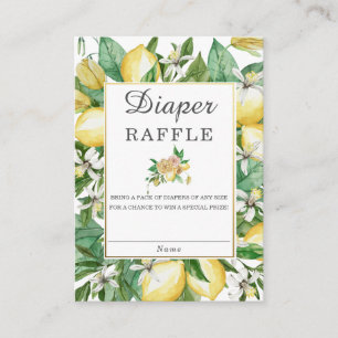 Lemon Mediterranean Greenery Baby Diaper Raffle Enclosure Card
