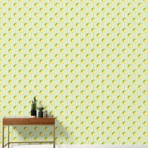 Lemon Mediterranean Inspired Stripes Wallpaper