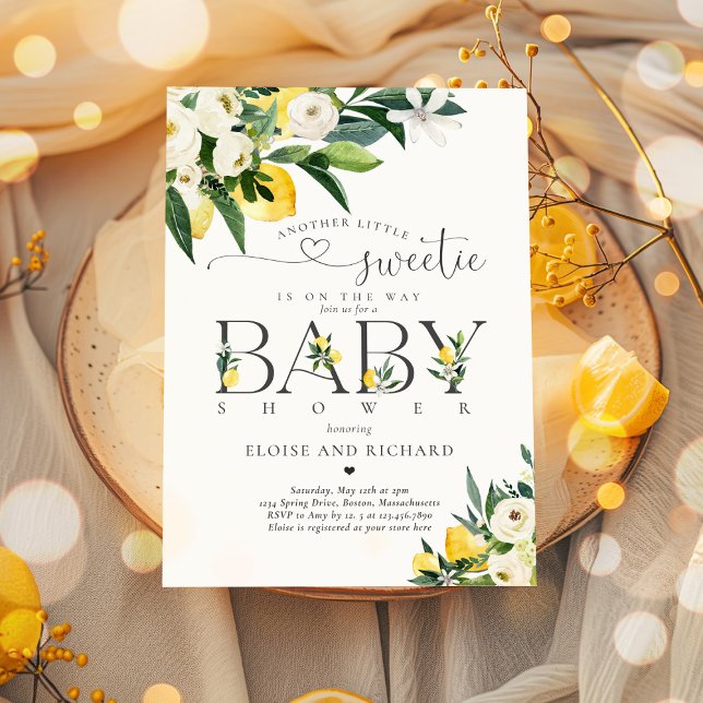 Lemon Mediterranean Little Sweetie Baby Shower Invitation (Creator Uploaded)