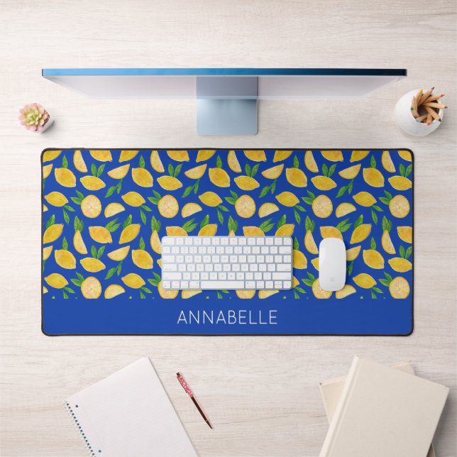 Lemon Mediterranean Personalised First Name Desk Mat (Office 1)