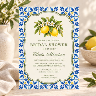Lemon Mediterranean Summer Bridal Shower Invitation