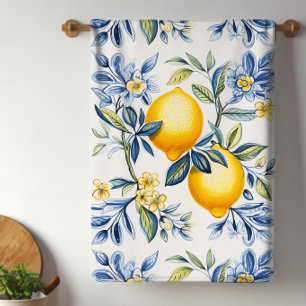 Lemon Mediterranean Tile  Tea Towel