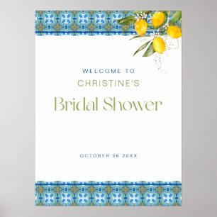 Lemon Mediterranean Tiles Bridal Shower Poster