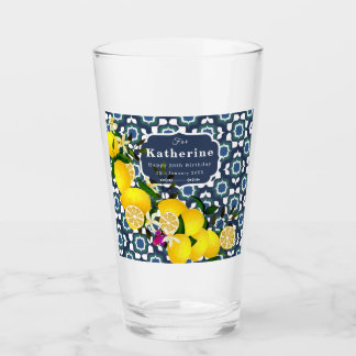 Lemon Mediterranean Tiles Navy Blue White Glass