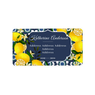 Lemon Mediterranean Tiles  Navy Blue White Label