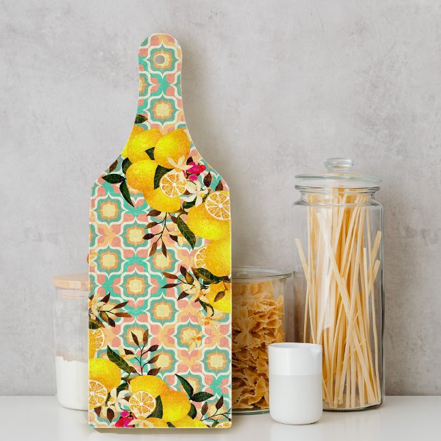 Lemon Mediterranean Tiles Orange Cutting Board (Lemon Mediterranean Tiles Orange Cutting Board)