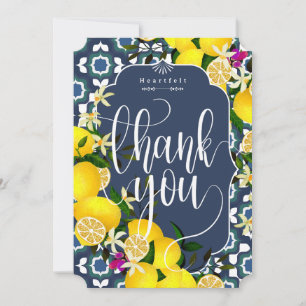 Lemon Mediterranean Tiles Thank You Cards