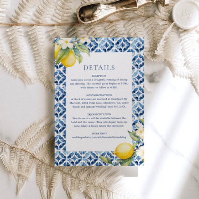 Lemon Mediterranean Wedding Details Enclosure Card (Creator Uploaded)