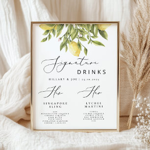 Lemon Mediterranean Wedding Signature Drinks Poster