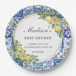 Lemon Meditteranean Birthday Bridal Baby Shower Paper Plate