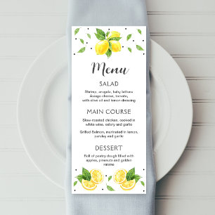 Lemon menu, editable printable menu